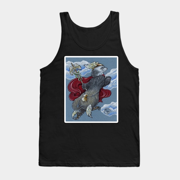 Ferret Hermes - White Outlined Version Tank Top by Nat Ewert Art